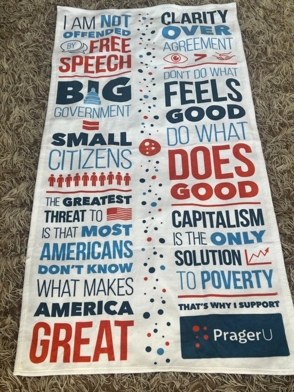 PATRIOTIC FREE SPEECH STATEMENT TOWEL – RED WHITE & BLUE